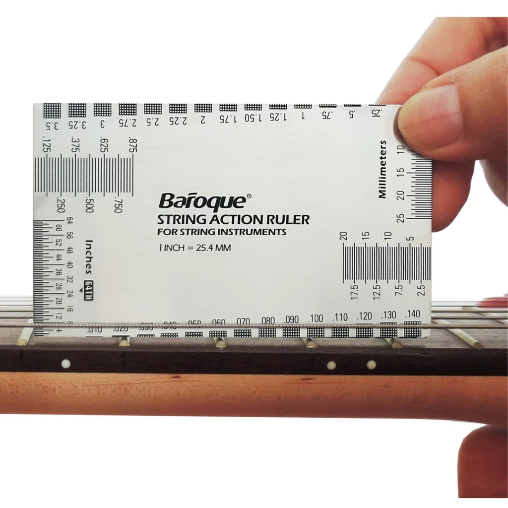 How to measure the action on acoustic guitar using ruler at 12th fret